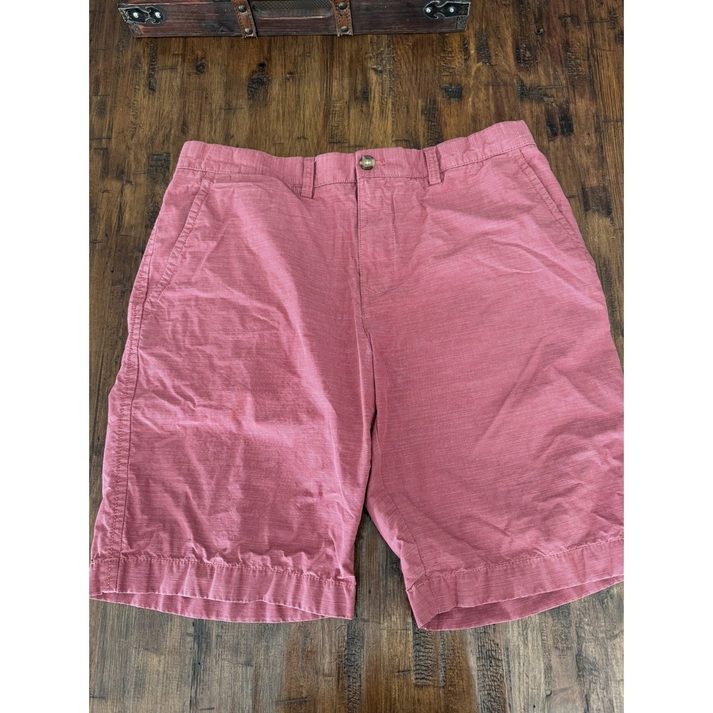 Tommy Hilfiger Mens Chino Shorts 34 Pink Red Coral Slub Texture Flat Front